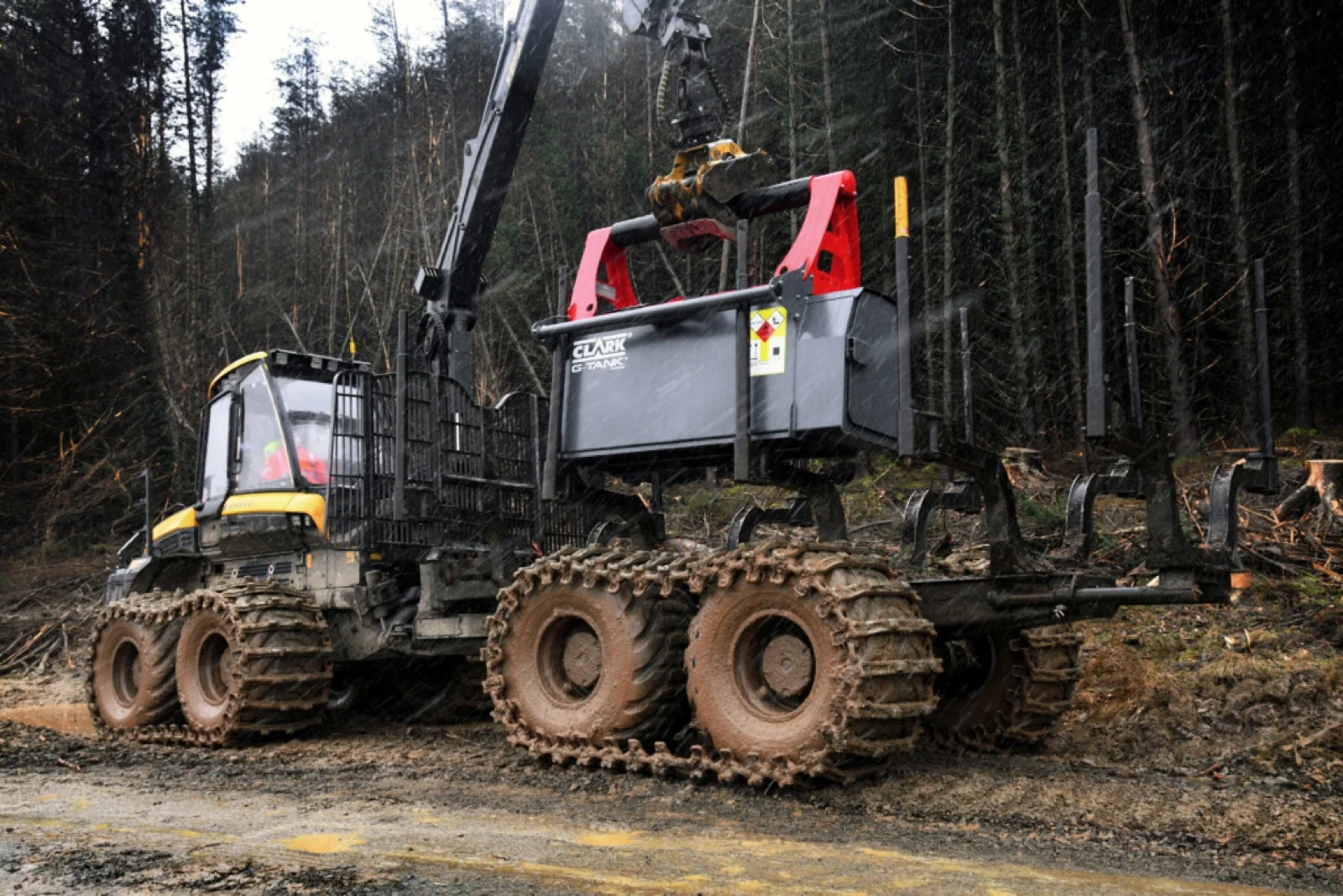 Refuelling equipment carried on forestry machinery in a woodland