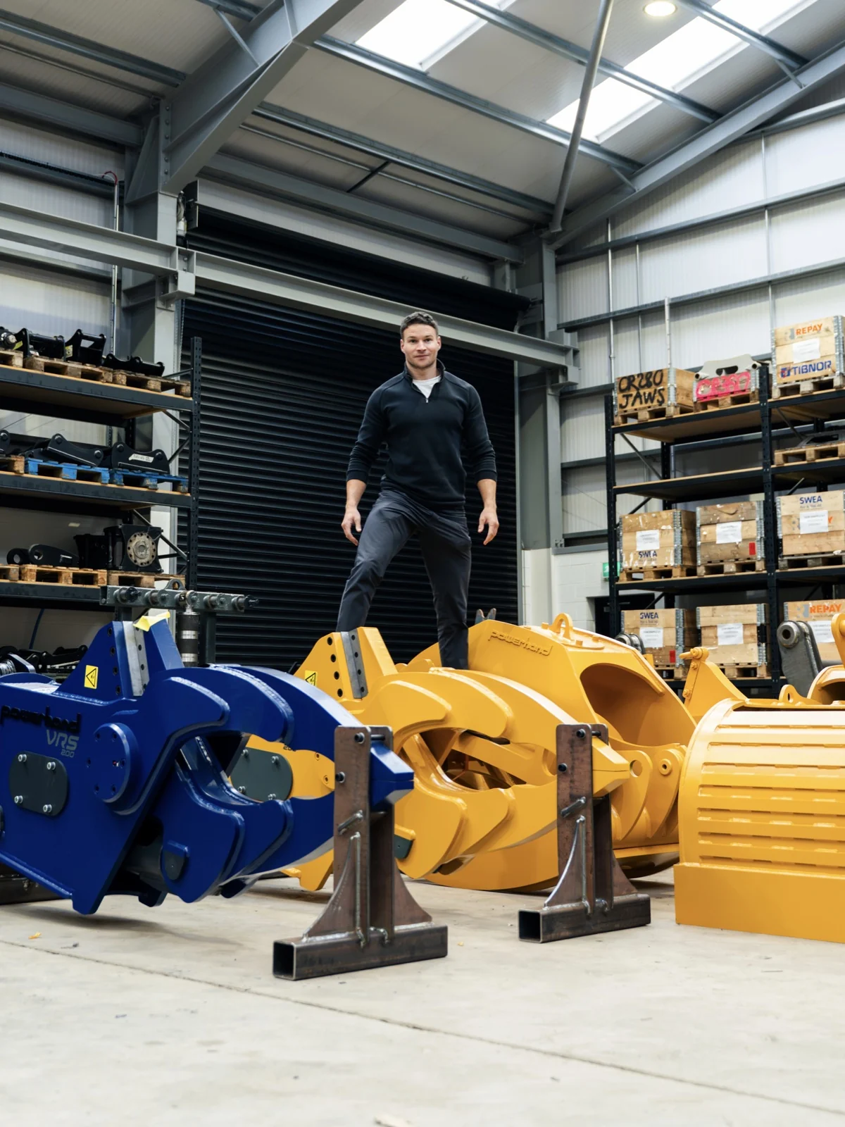 Murray Clark among engineering attachments in the manufacturing workshop